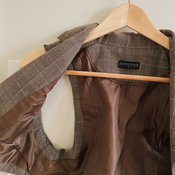 Vintage Y2K Suduction Fashion Mini Plaid Vest - Picture 4 of 6